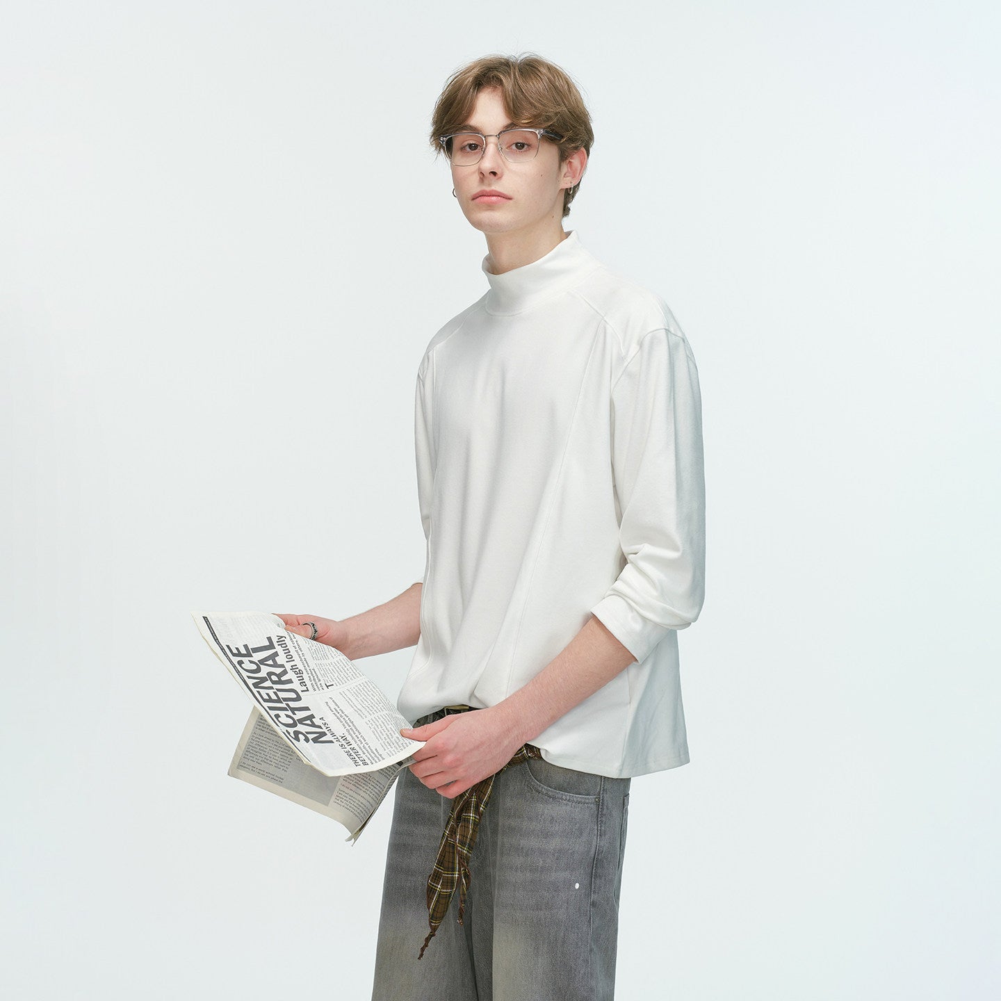 半ハイネック ダブルフェイスロングT N6339