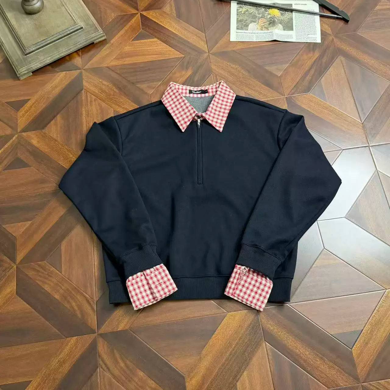 ウール混ハーフジップ ポロスウェット　N6515