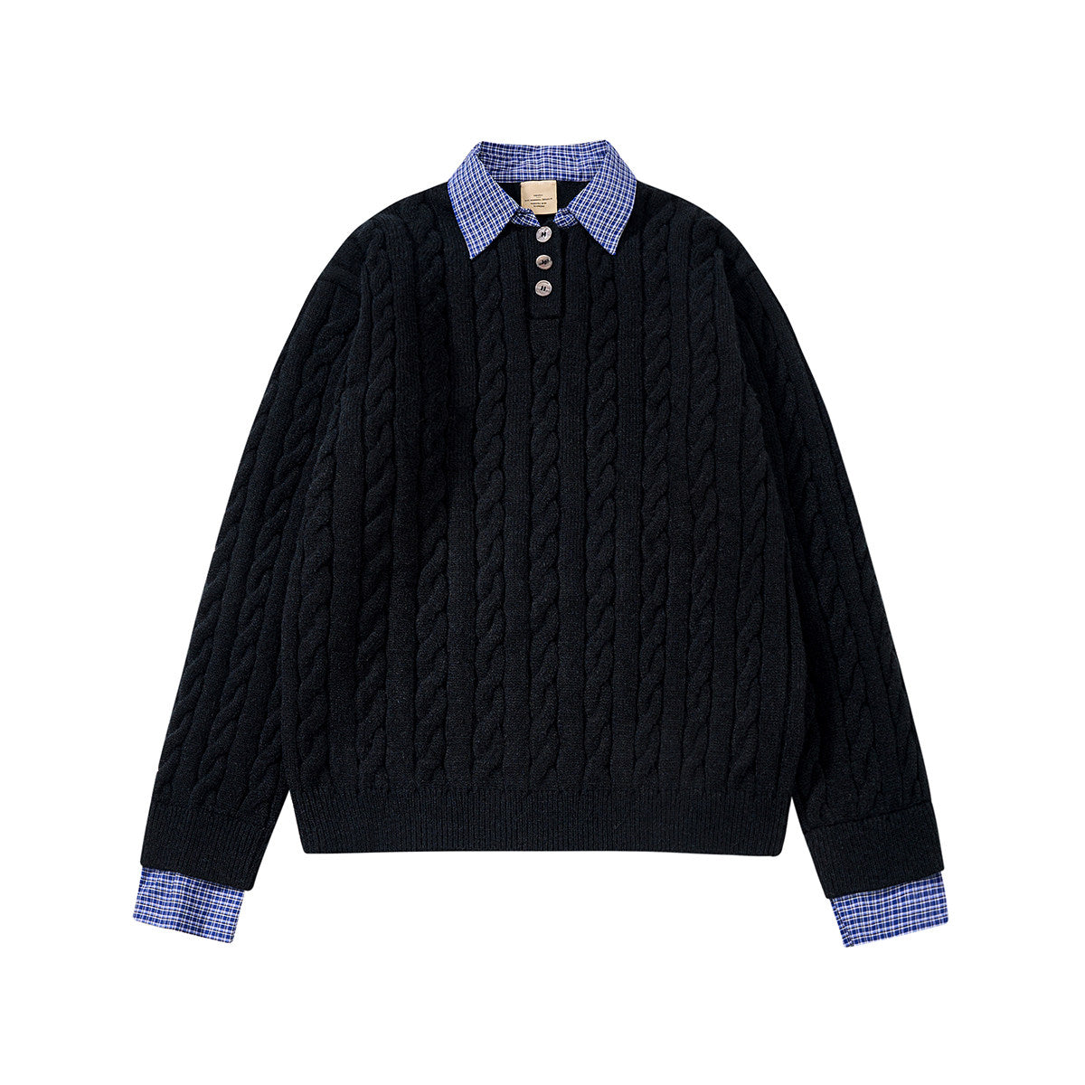 ケーブル編み レイヤードPOLOニット N6636