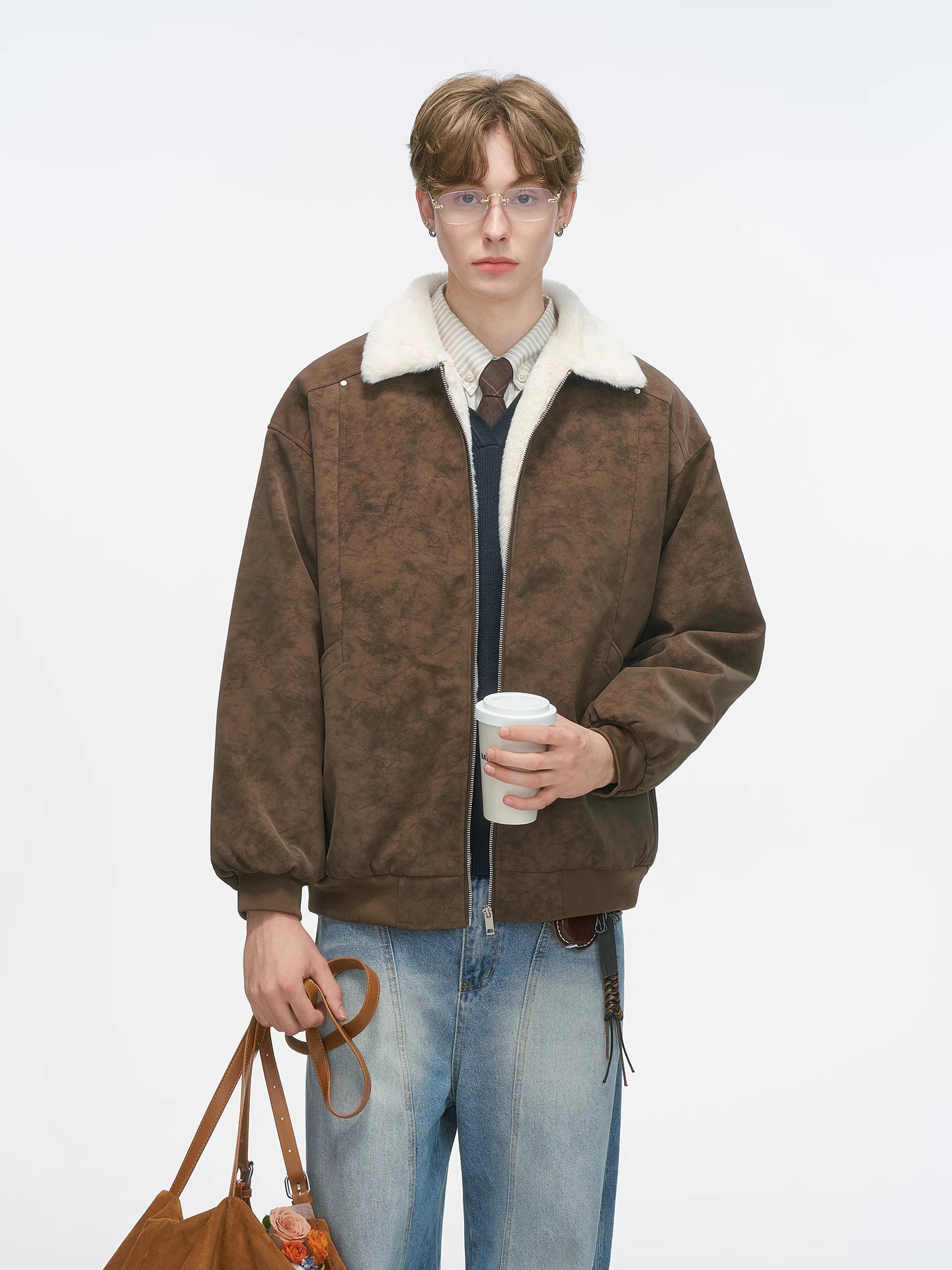 ボアカラー・フェイクスエード・パデッドブルゾン N6114