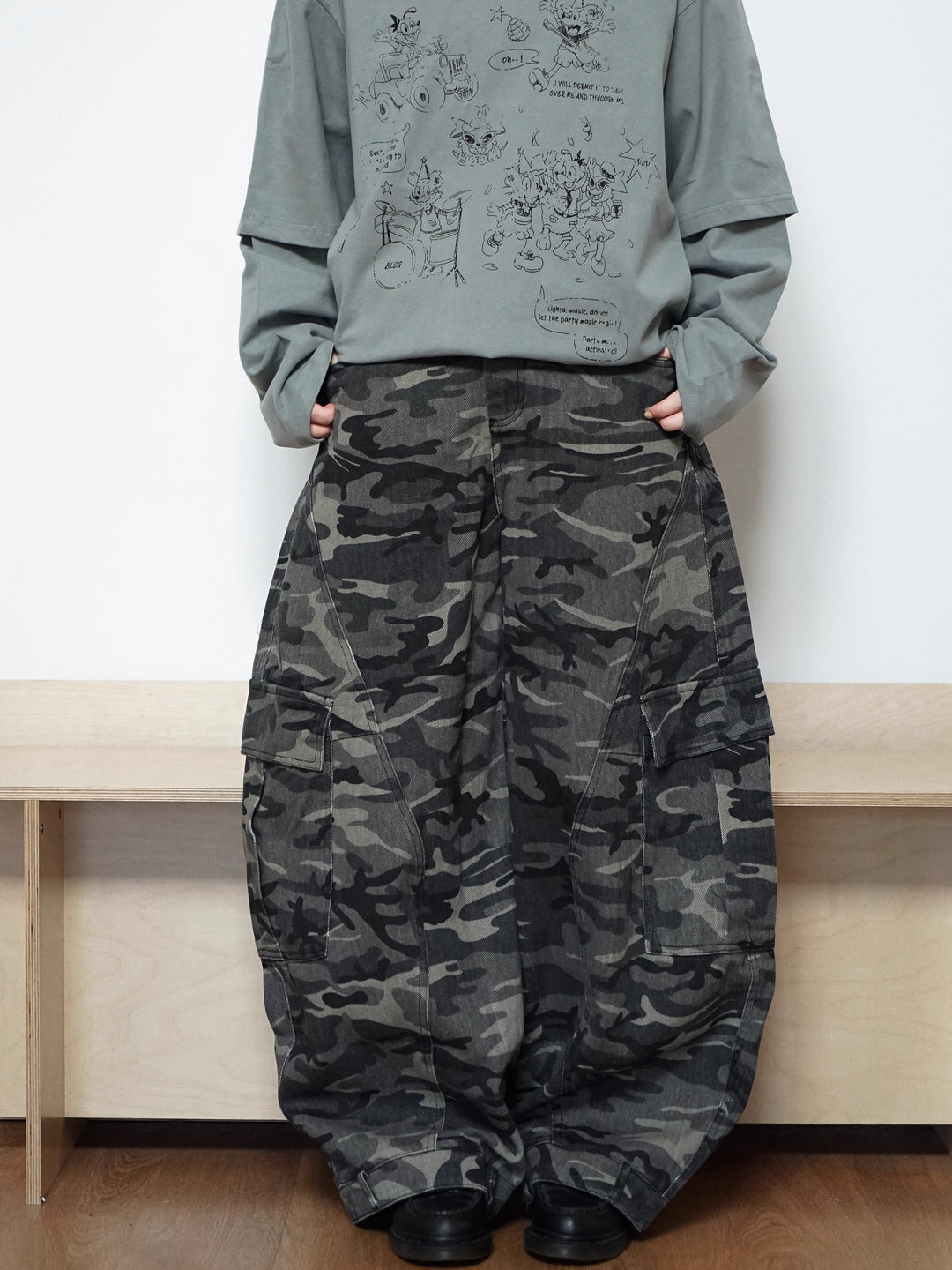 カモフラージュ・カーブデニムカーゴパンツ N6039