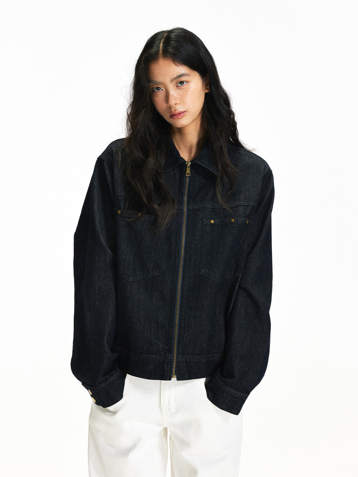 ショート丈 ブラックデニムジャケット N6644