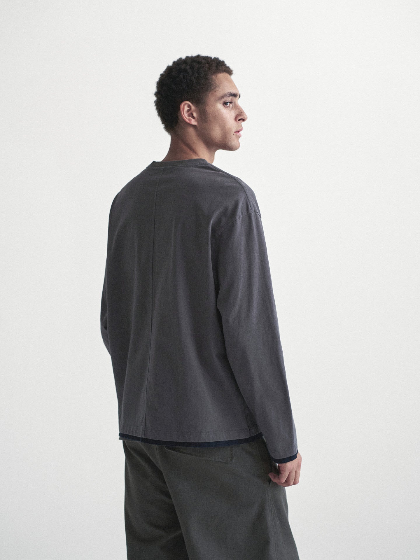 ヘビーコットン配色レイヤード長袖Tシャツ N7257