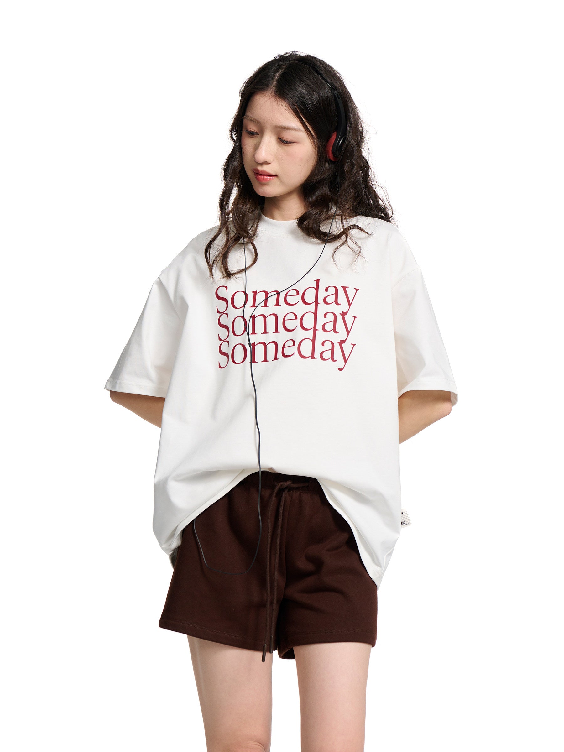 ピュアコットン タイポグラフィプリント ルーズTシャツ N6998