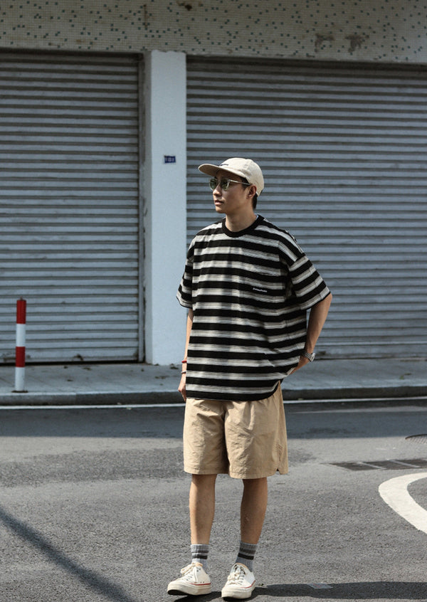 290G] retro border t-shirt N4180