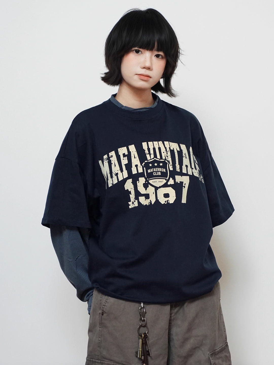 ヴィンテージカレッジ・ストライプドッキングT N6041