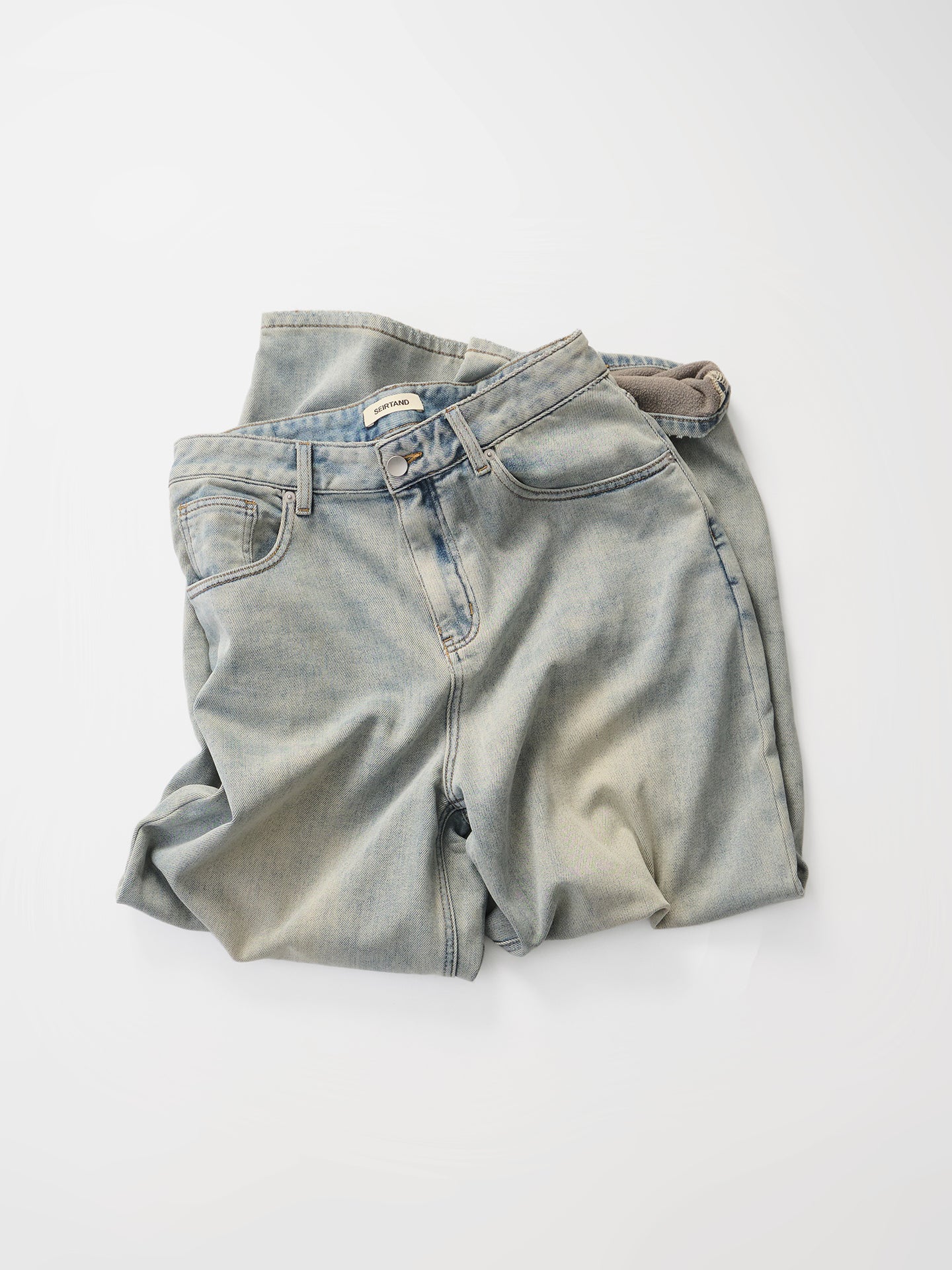 ライトウォッシュ裏起毛 ヴィンテージデニムパンツ　N6272