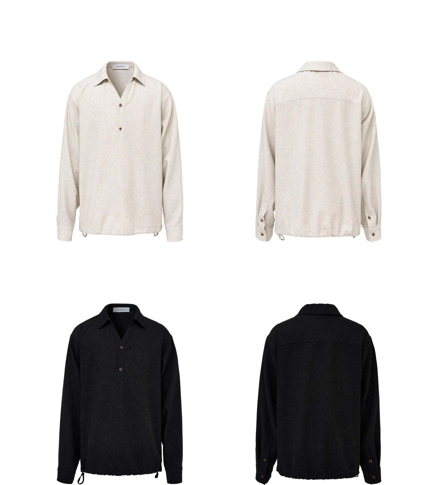 ドローストリング リネンブレンド プルオーバー ポロシャツ/ polo shirt   N5596