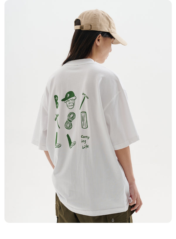 【230G】Camping back print T-shirt   N3503