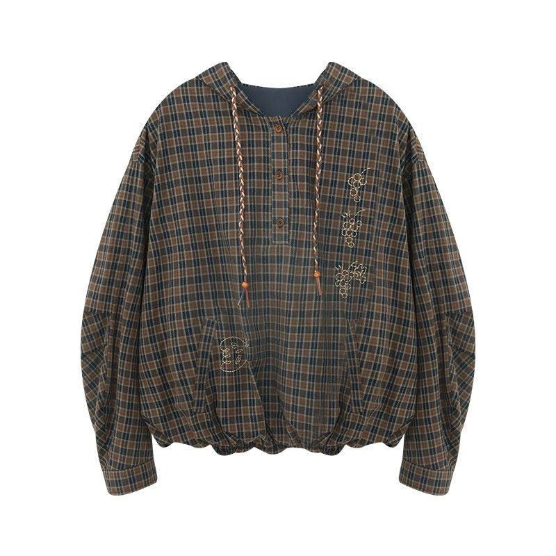 チェックフーディー バルーンシャツ　N6791