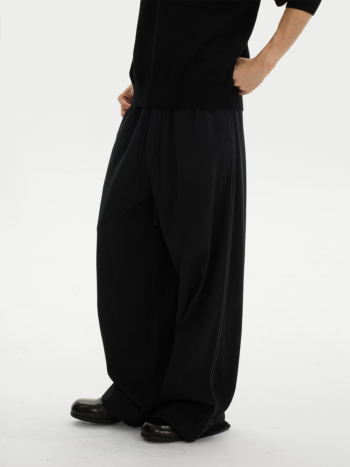 テンセルブレンド・ディープカフ・ワイドトラウザーズ　N6102