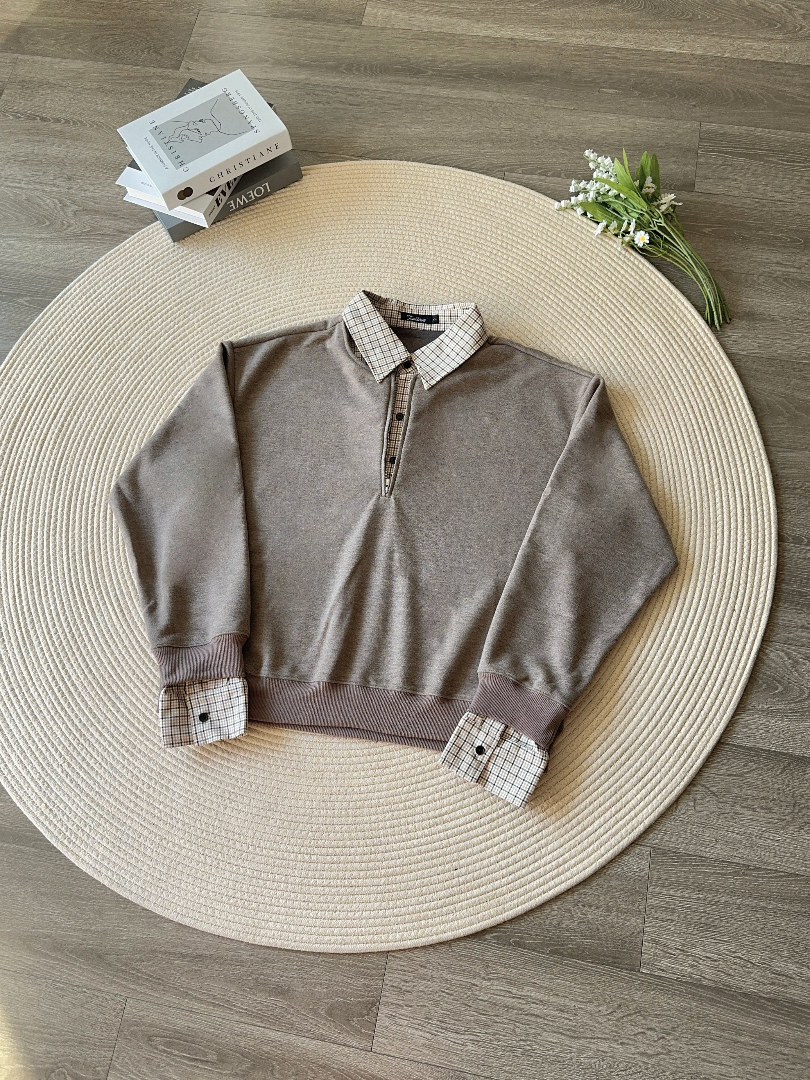 ウール混ハーフジップ ポロスウェット　N6515