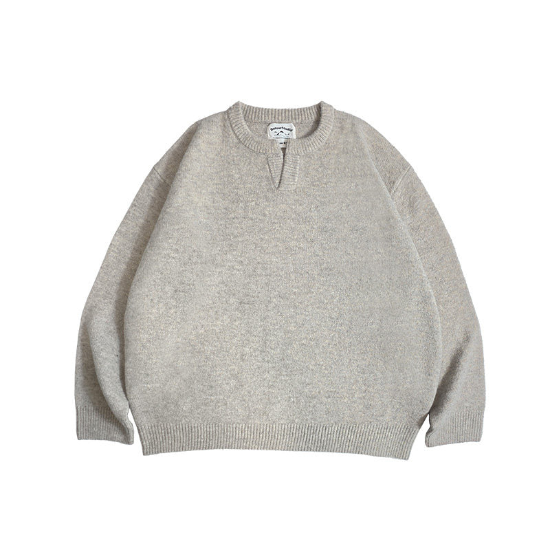 モヘア混ウール Vネック ミニマルニットセーター N6406