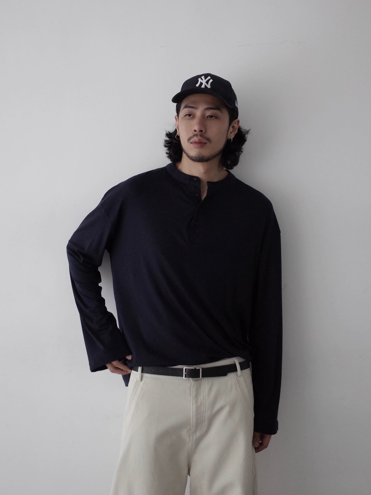 ハイカウント・シルクウール・ヘンリーネック N6081