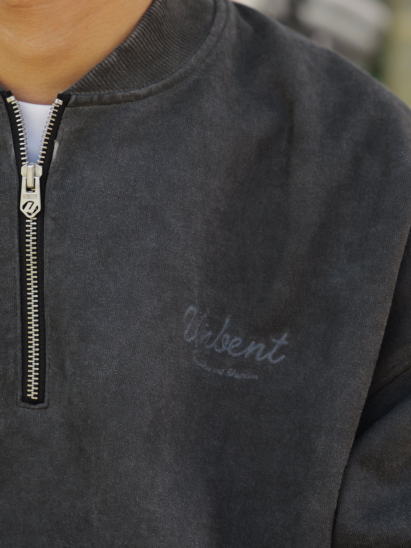 【500G】ウォッシュド ロゴ刺繍 ハーフジップスウェット N6255