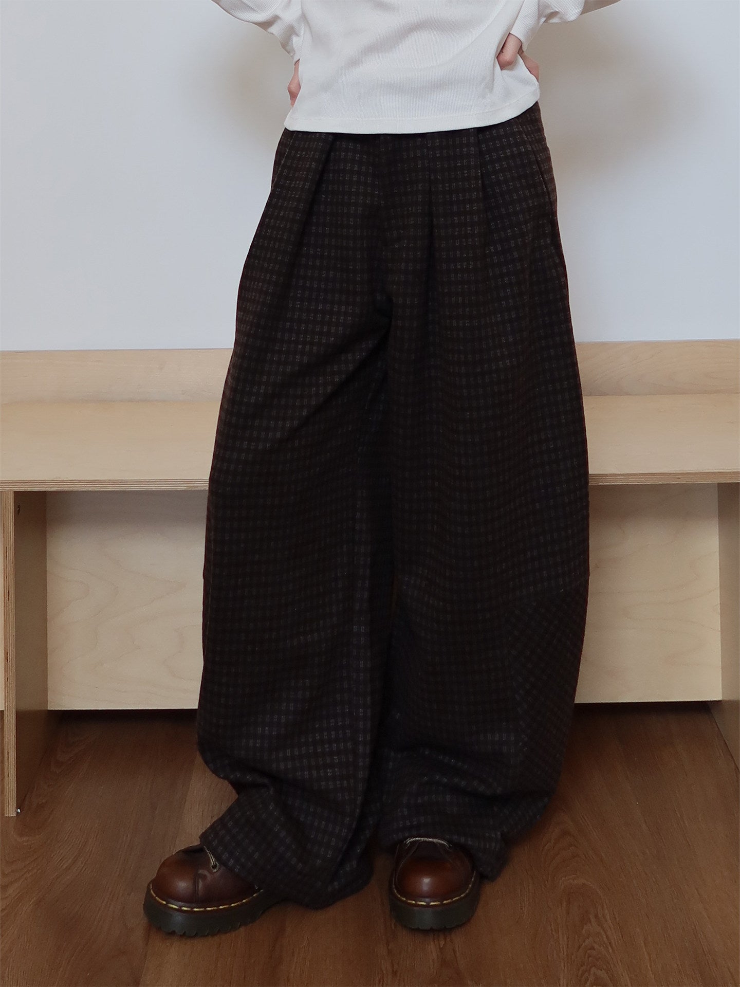 ヴィンテージ起毛チェック カーブパンツ　N6497