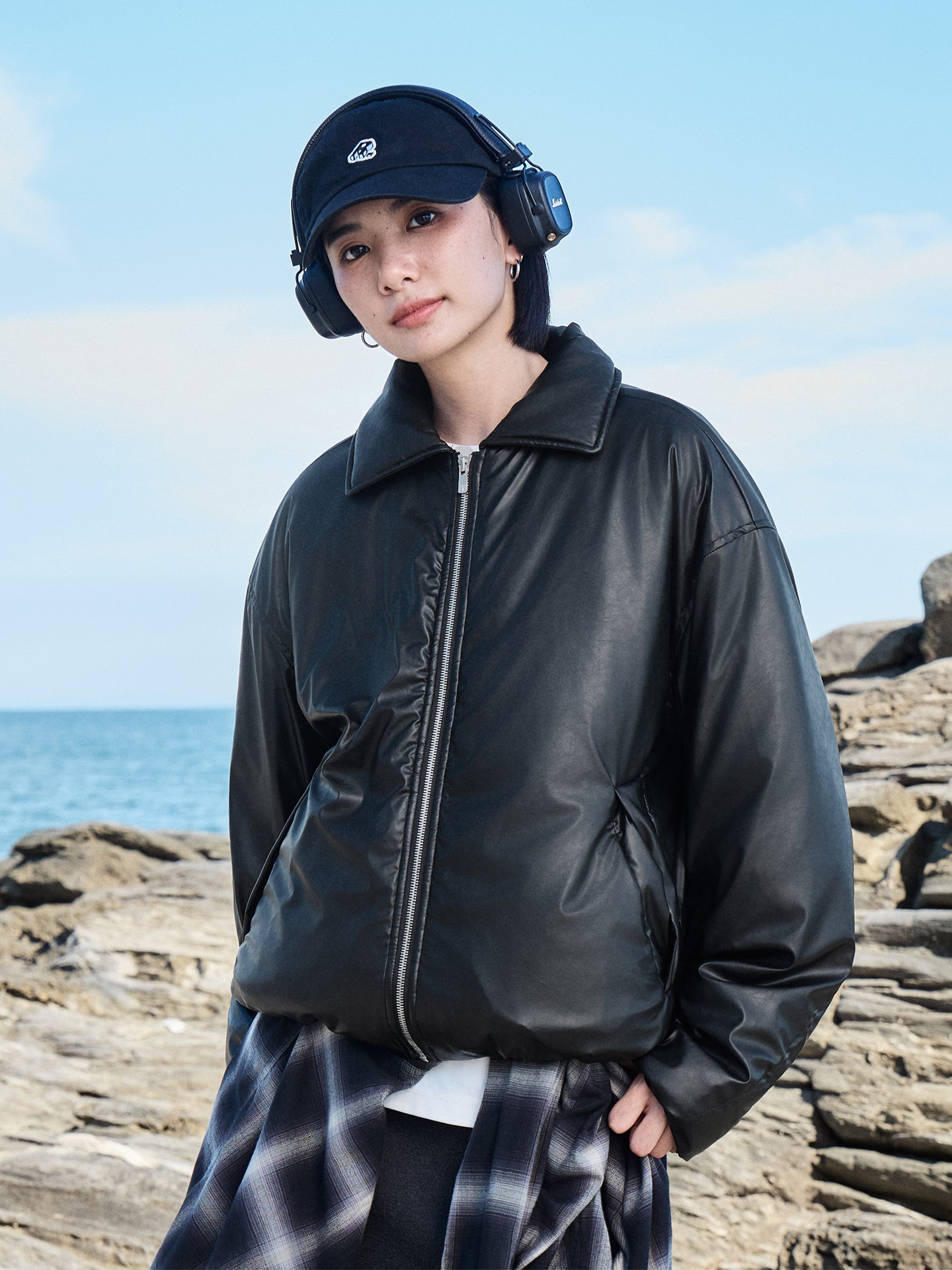 PrimaLoft® Gold・PUレザー・パデッドブルゾン　N6100