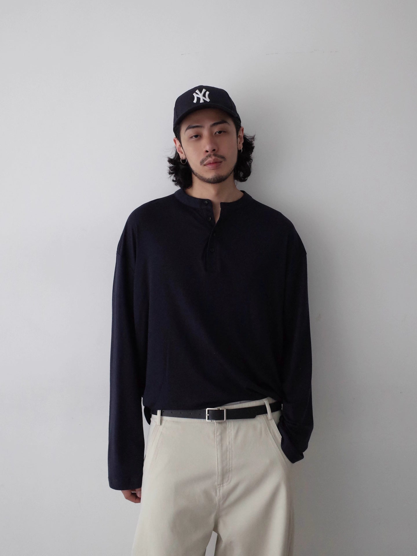 ハイカウント・シルクウール・ヘンリーネック N6081