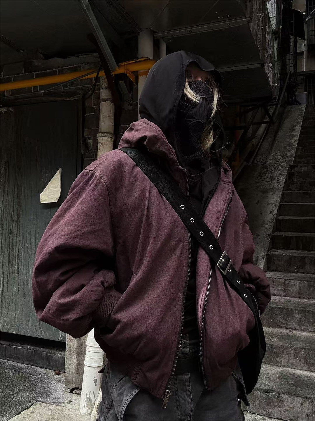 ウォッシュド ダーティレッド パデッドブルゾン N6467