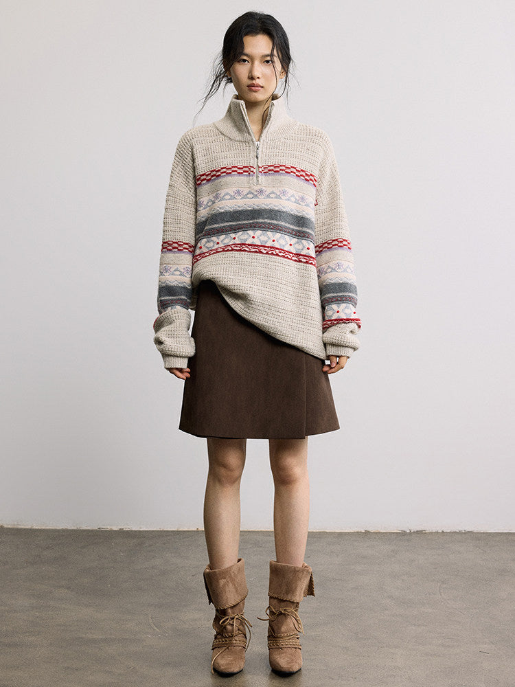 フェアアイル柄 ハーフジップ ハイネックニット N6555