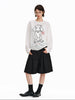 ラインアート・ドッグ グラフィック ロンT / Flower dog print T-shirt   N5607
