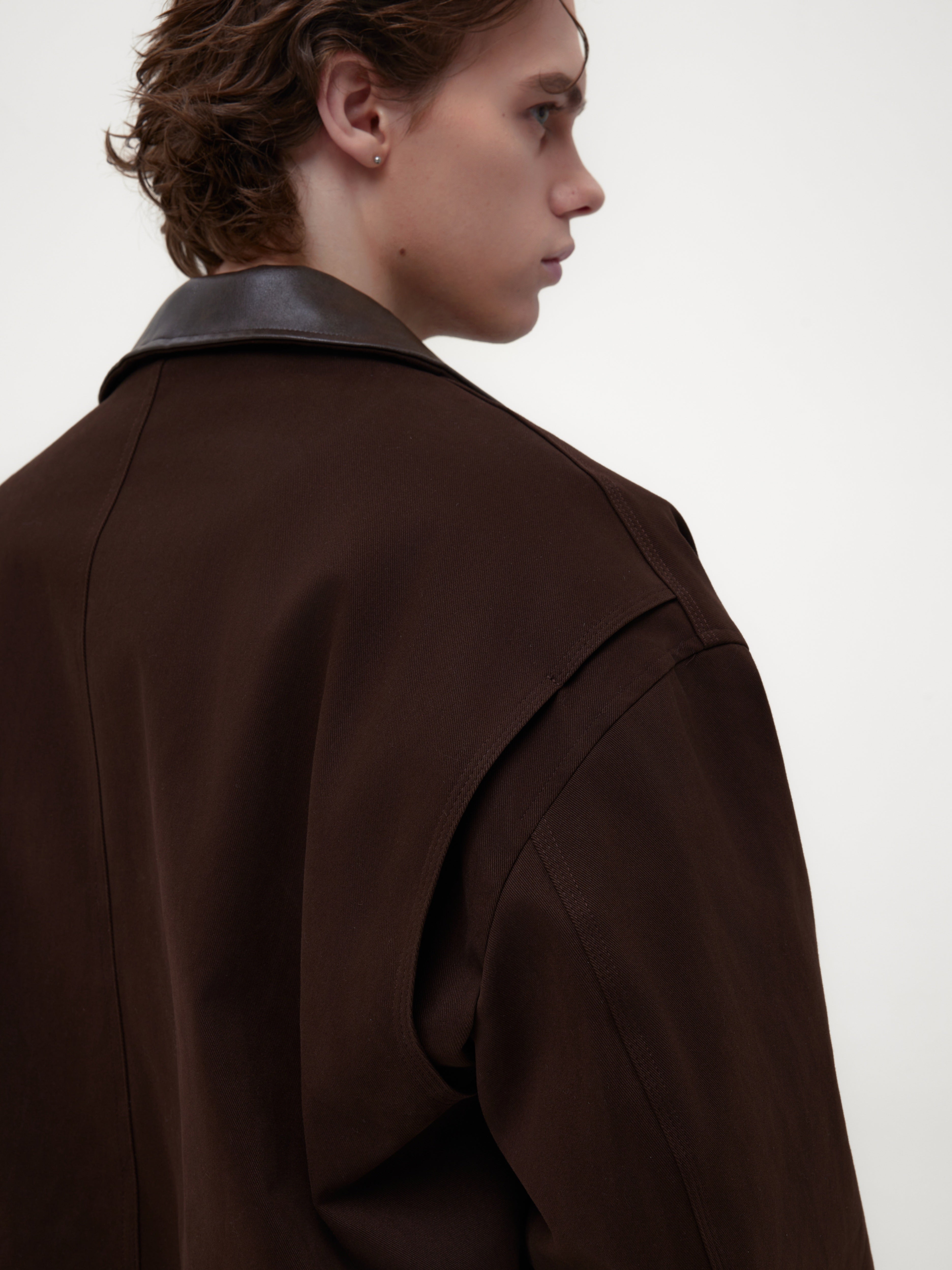 レザーカラーバーンコートジャケット　N6232