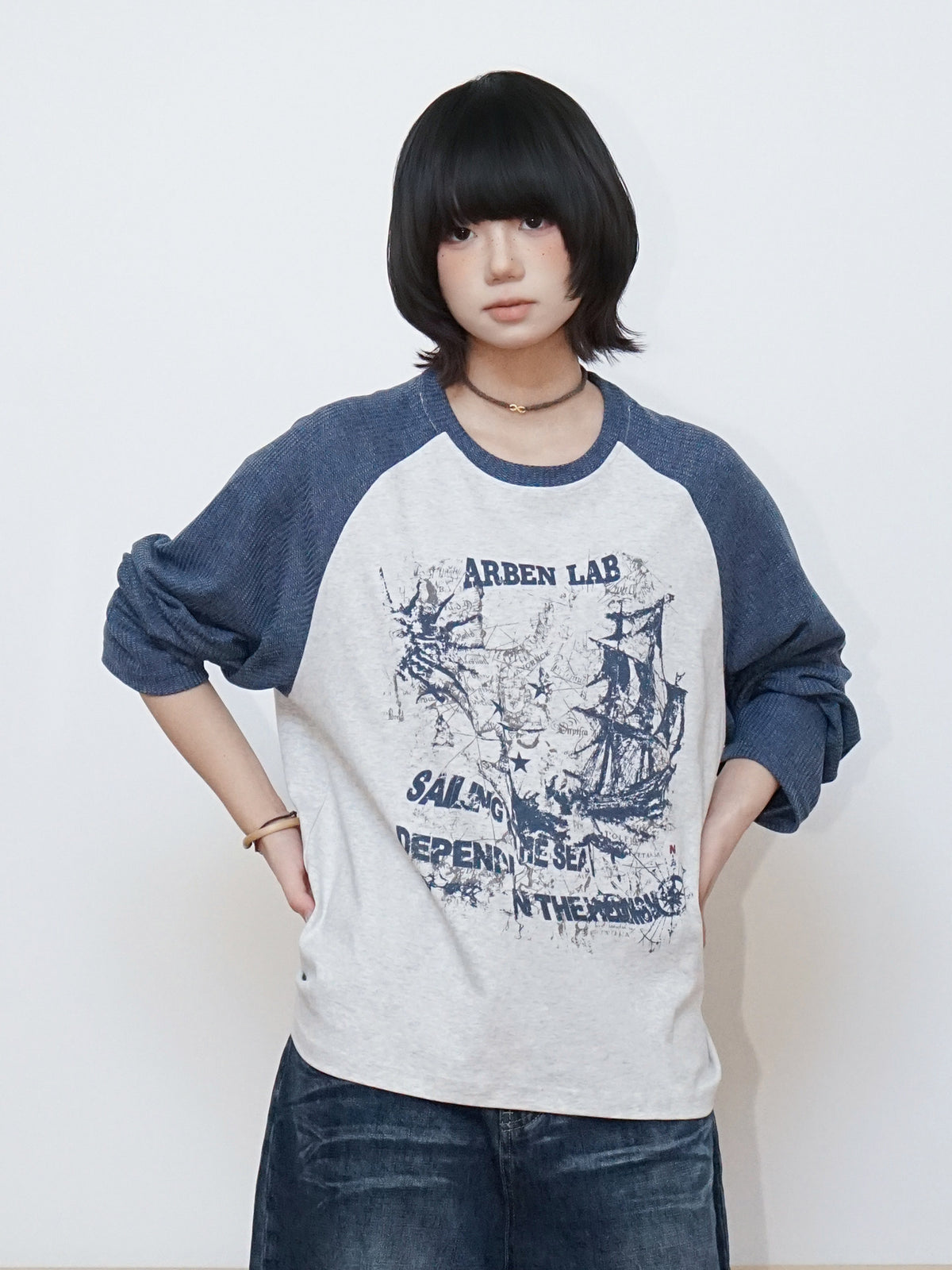 ヴィンテージセーリングラグランロングTシャツ N7363