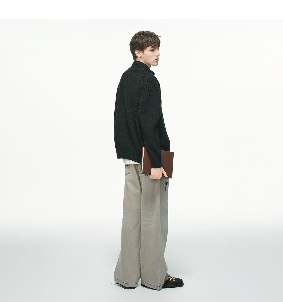 オールドマネー スタンドカラー ニットカーディガン　N6333