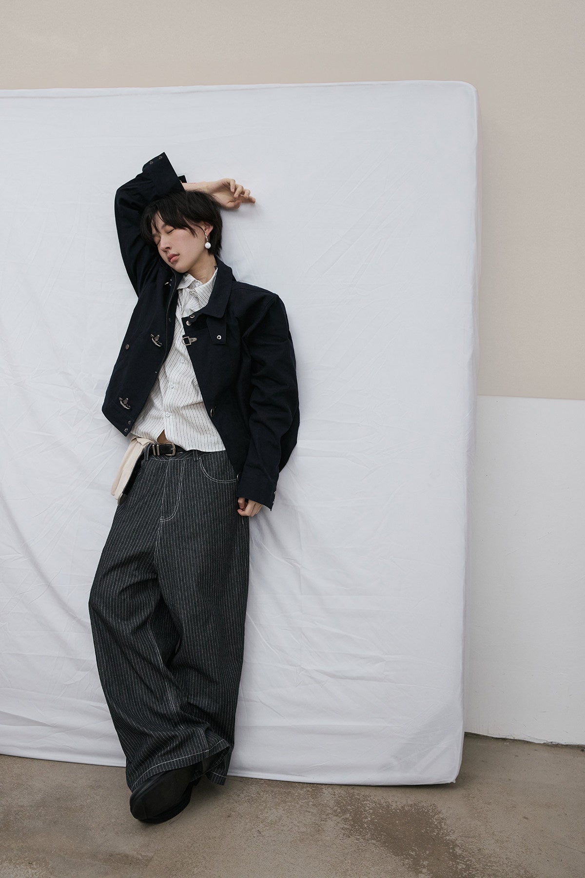 バックルディテール ウォッシュド ショートジャケット　N6490