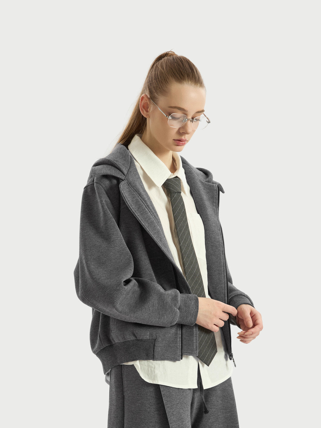 襟付きフード ダンボールニットジャケット N5848