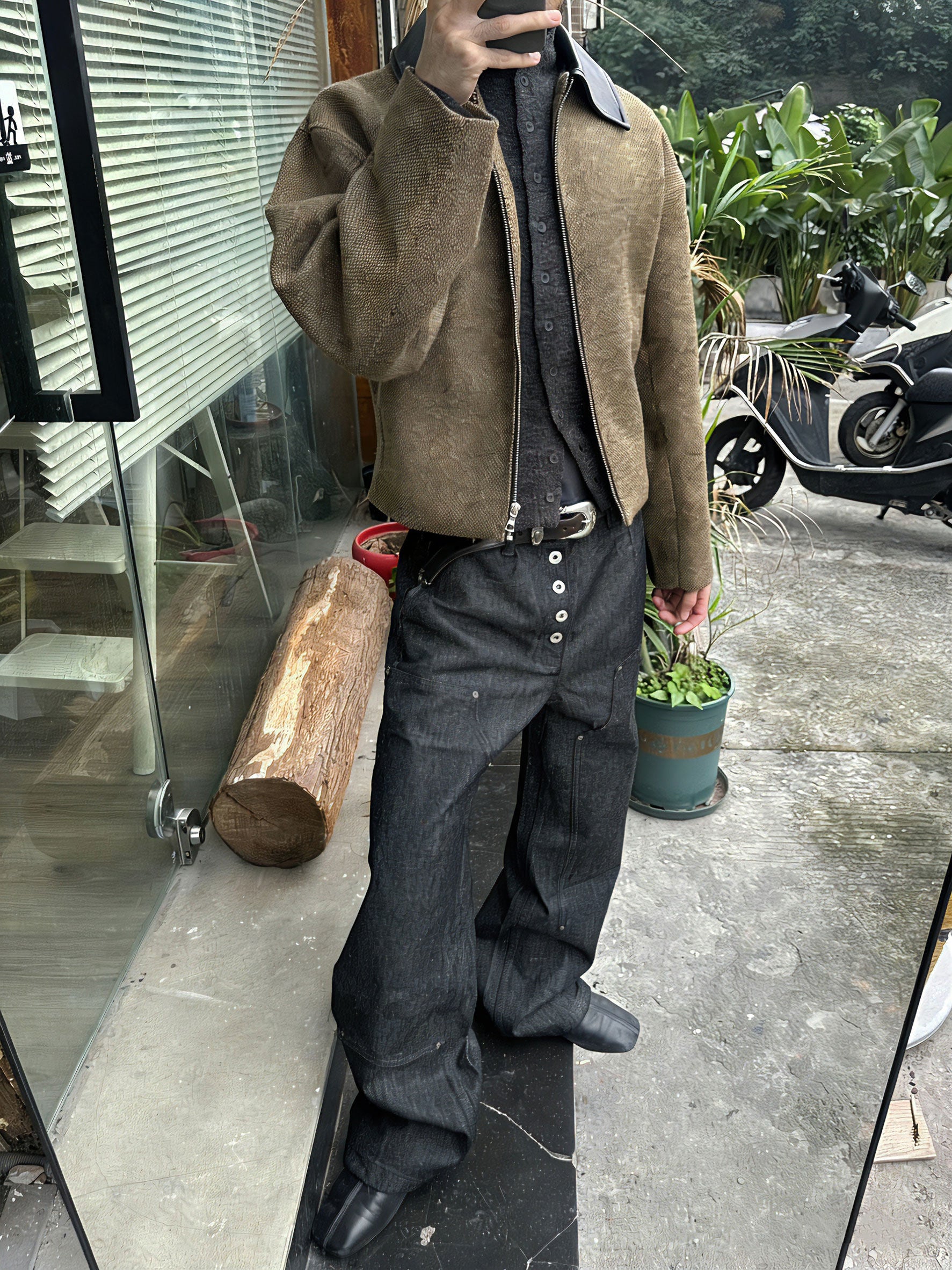 岡山14oz セルビッジ 五連ボタン ストレートデニム　N6391