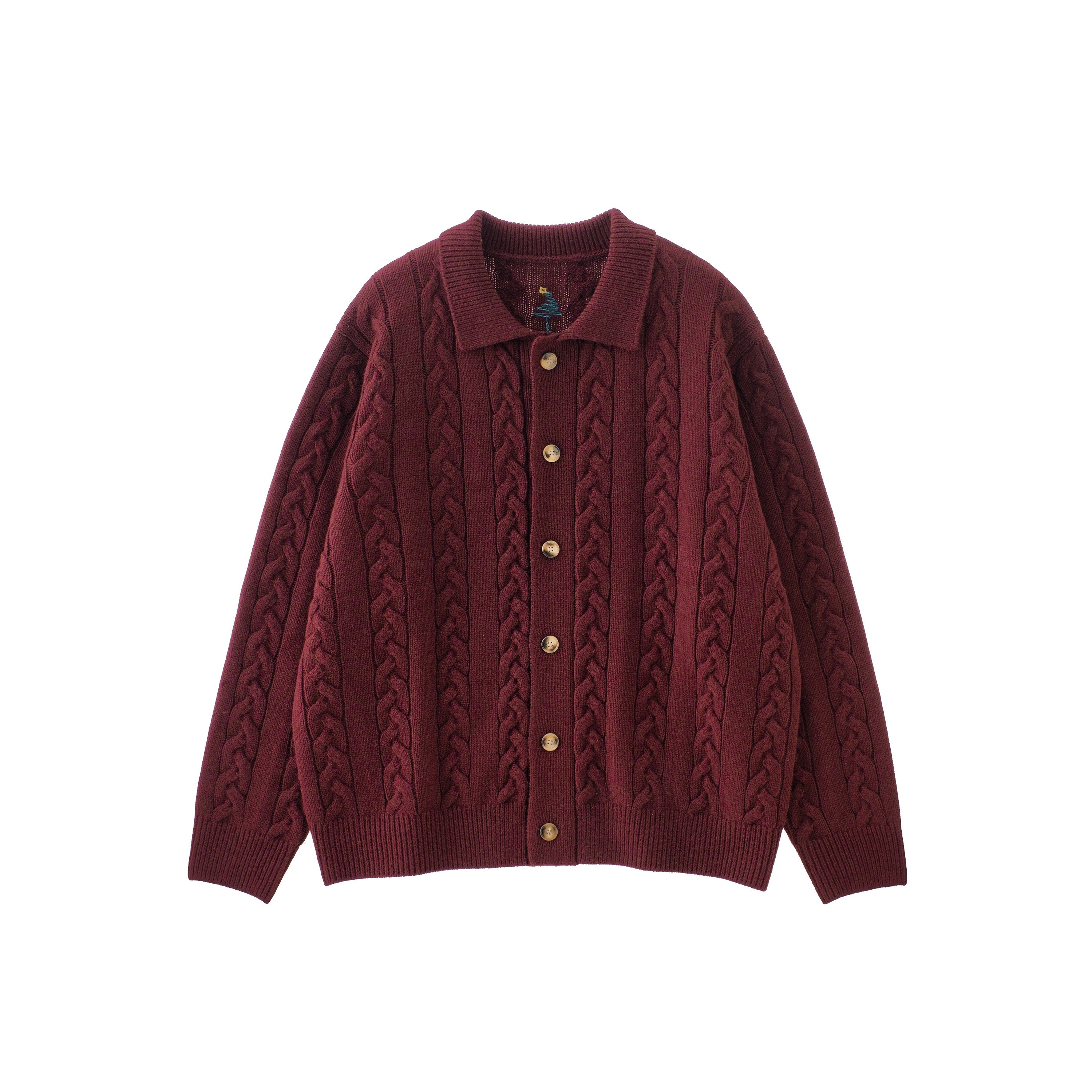 ケーブル編みルーズフィット ニットカーディガン　N6386