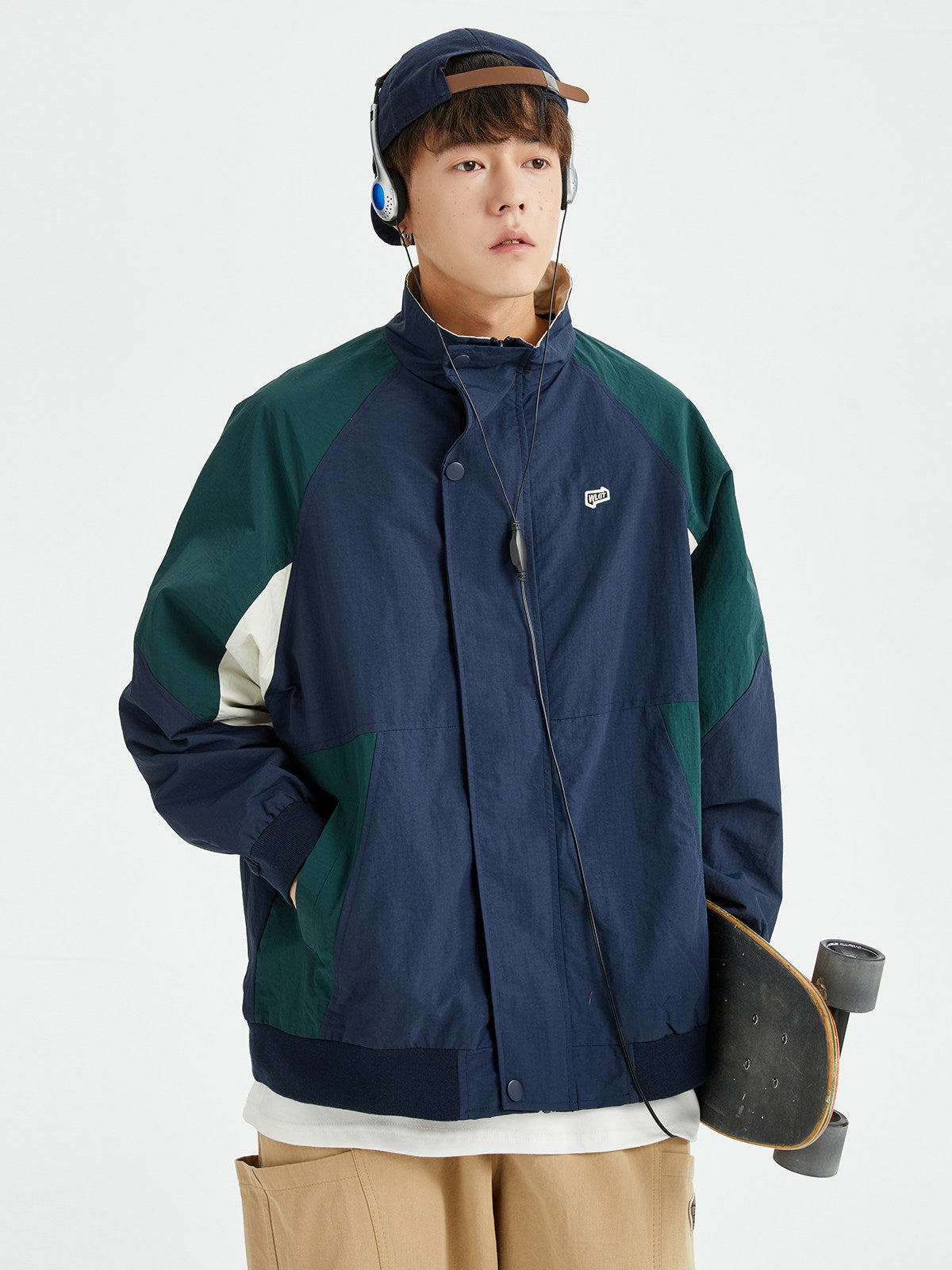 カラーブロック スタンドカラー ワークジャケット N6479