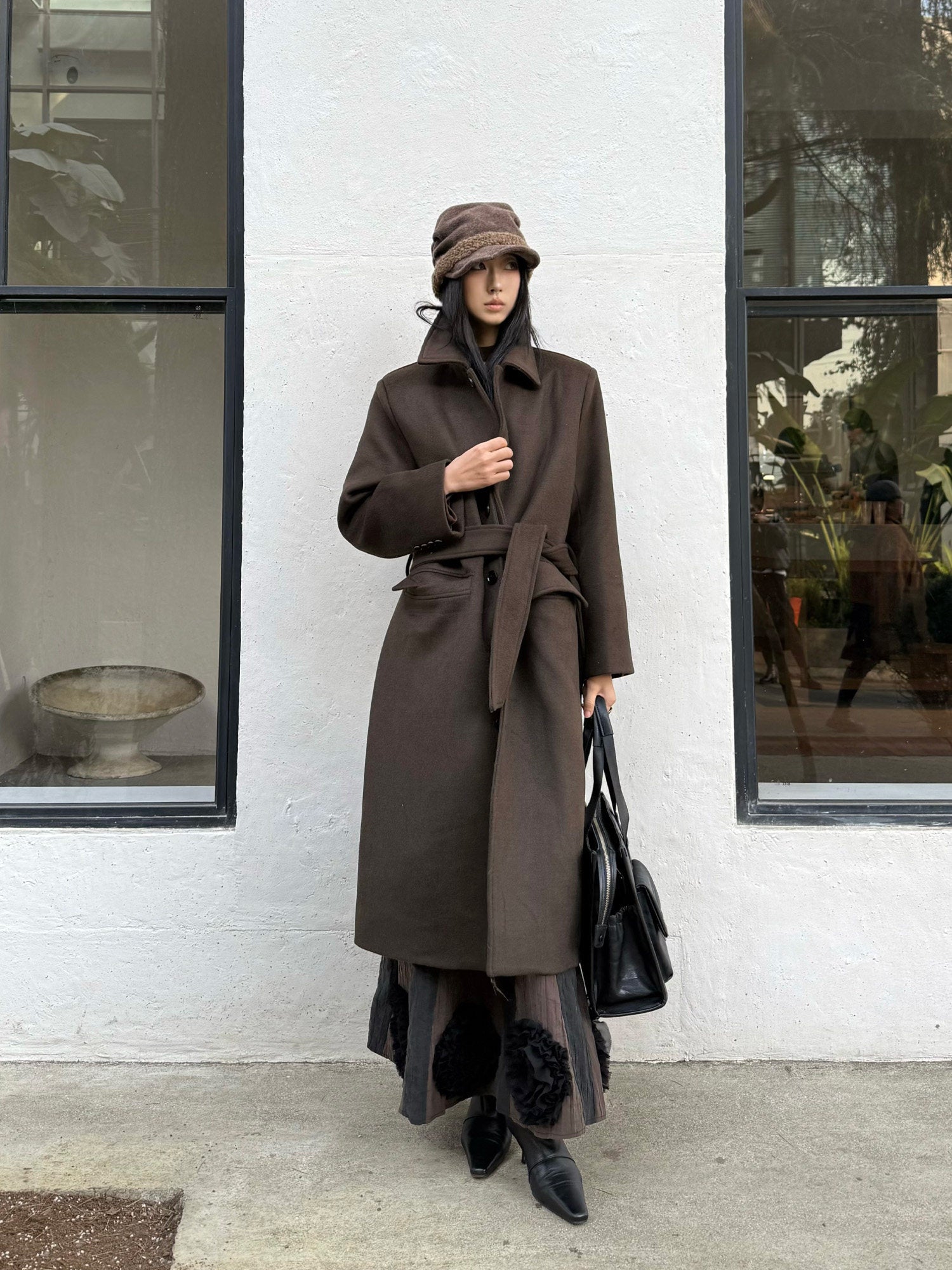 オーストラリア羊毛50％ ハンティングロングコート N6538