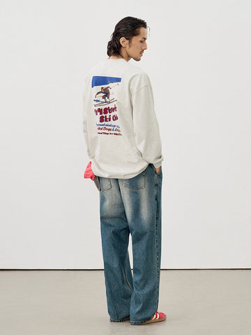 古着風スキークラブ バックプリントロンT N5873