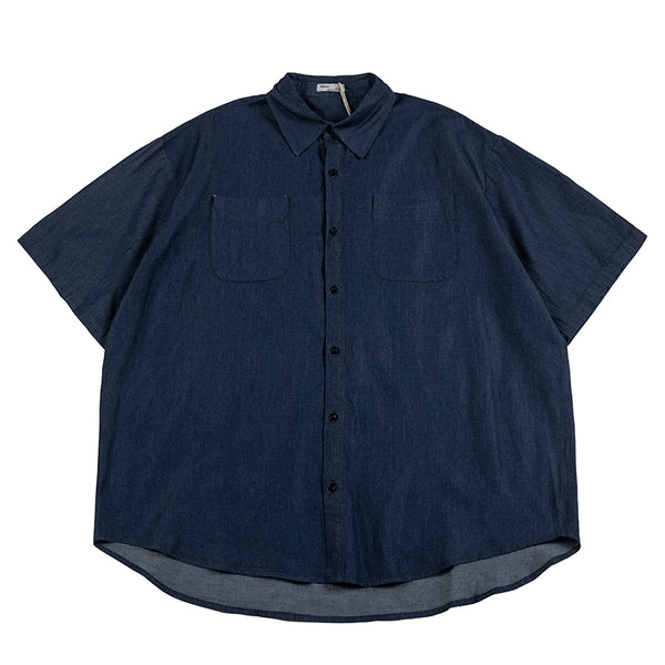 dark denim collar work shirt  / デニムシャツ N3696