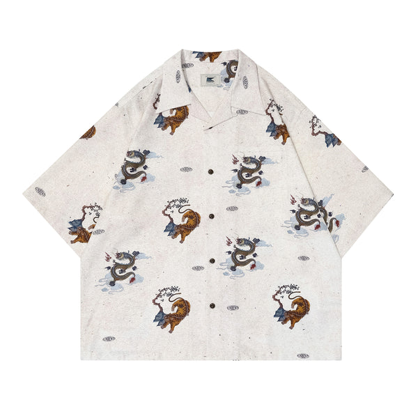 dragon tiger aloha shirt / アロハシャツ  N3749