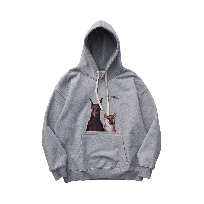 【440G】heavy weight dog print hoodie   N4701