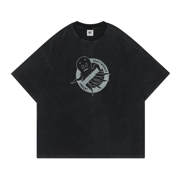 【280G】Distressed octopus print T-shirt   N3579