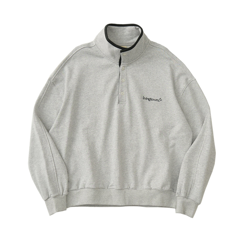 【460G】Embroidered Logo Half Snap Sweatshirt   N4679