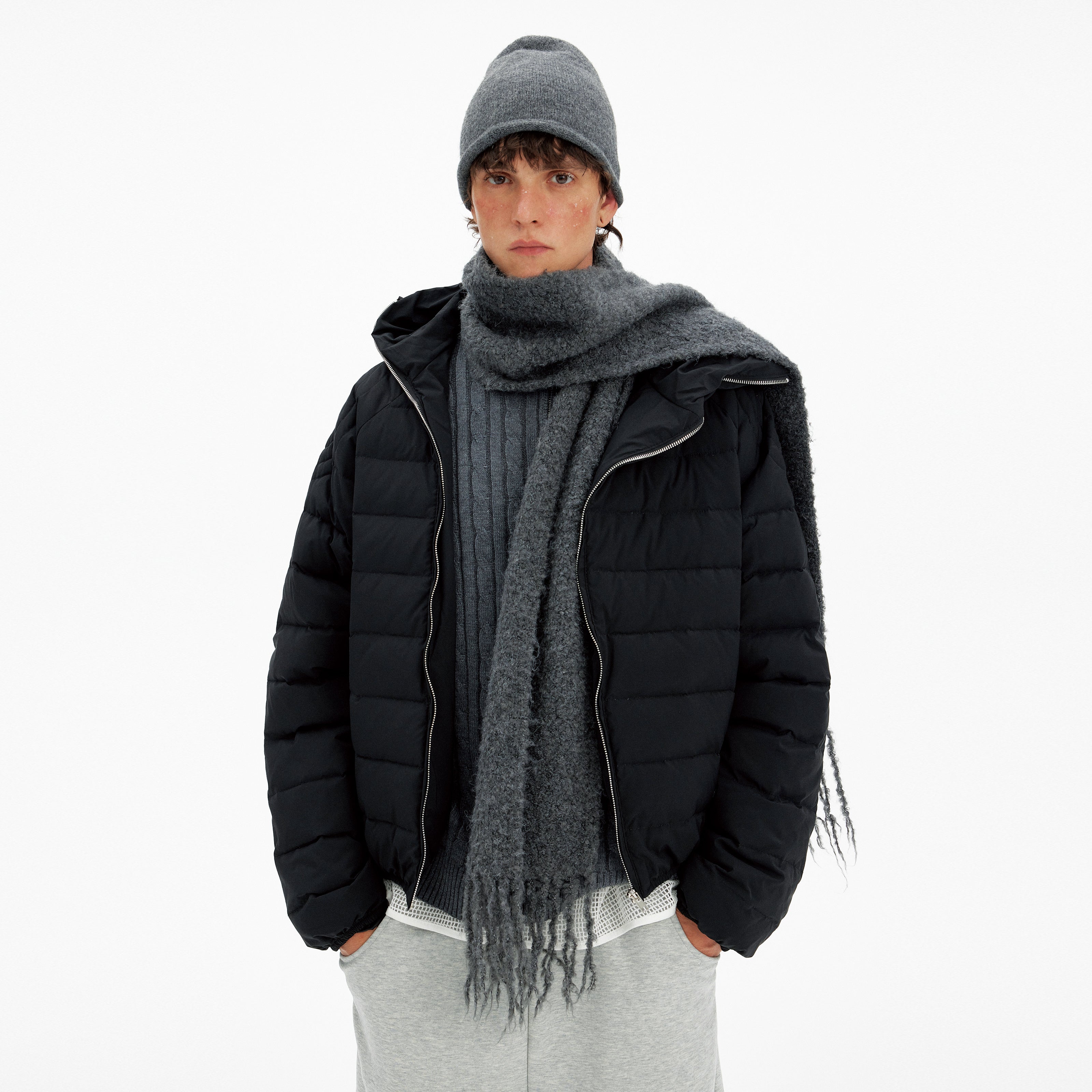 斜めジップ 高機能ダウンフーデッドジャケット N6268