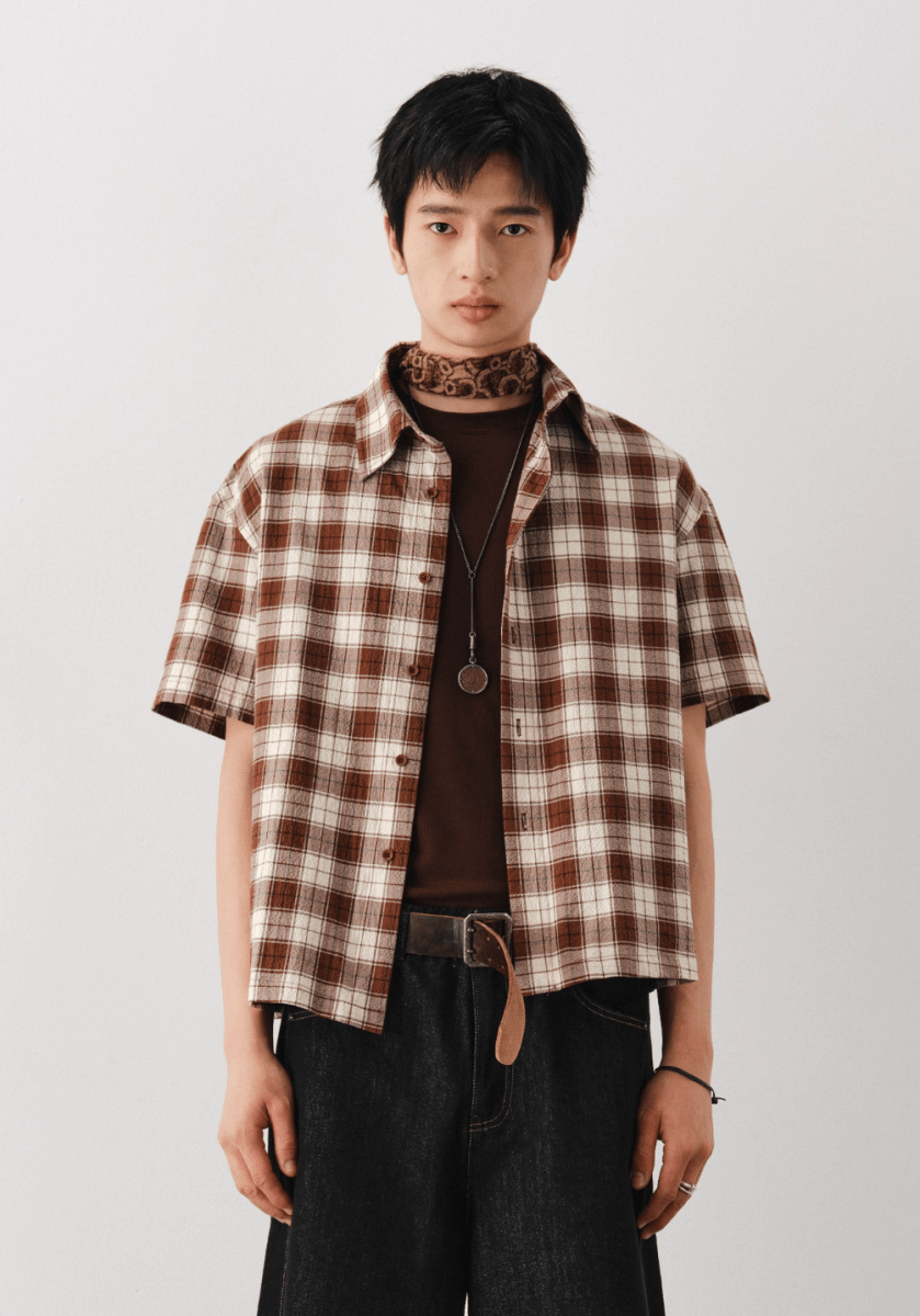 アメリカンブラウンレトロチェックシャツ / American Brown Retro Check N5531 - ファッション通販NNine（ナイン）