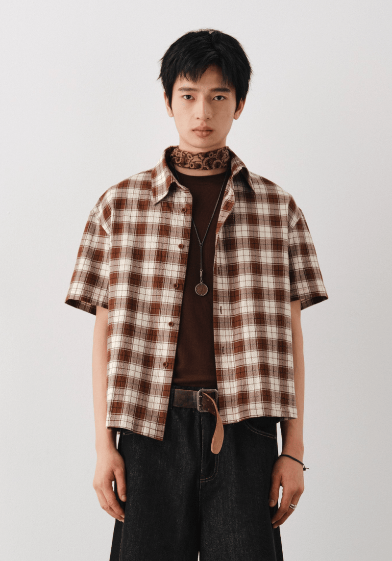 アメリカンブラウンレトロチェックシャツ / American Brown Retro Check N5531 - ファッション通販NNine（ナイン）