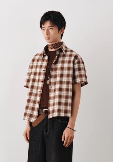 アメリカンブラウンレトロチェックシャツ / American Brown Retro