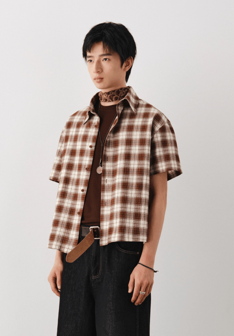 アメリカンブラウンレトロチェックシャツ / American Brown Retro Check N5531 - ファッション通販NNine（ナイン）