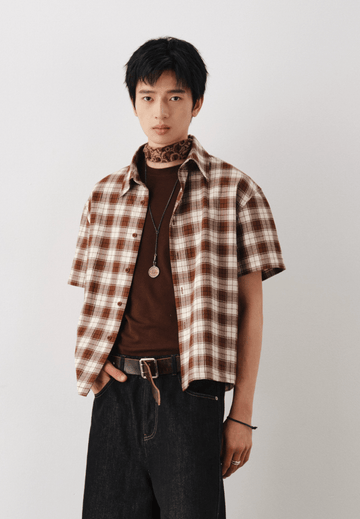 アメリカンブラウンレトロチェックシャツ / American Brown Retro