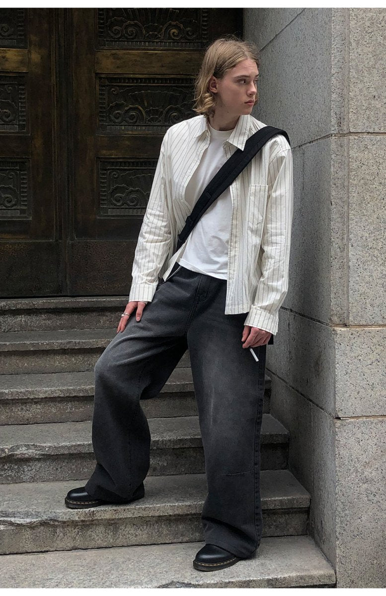 American retro black straight denim pants N4497 - NNine