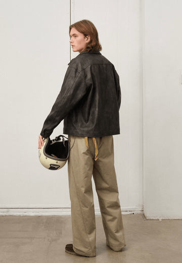 ヴィンテージスタイルレザージャケット - 裏地チェック柄仕様の高級感