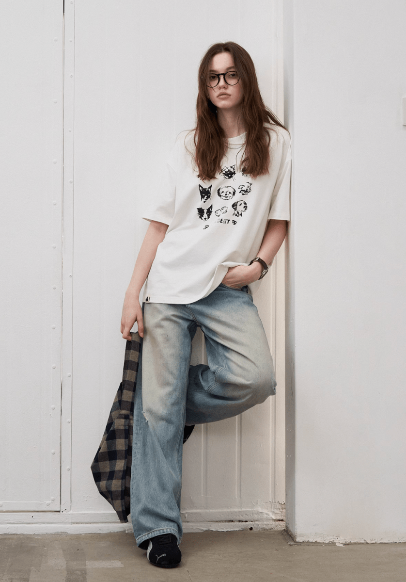 animal print t-shirt / アニマル ロゴ プリント Tシャツ 半袖 クリーン N5291 - ファッション通販 NNine(ナイン)