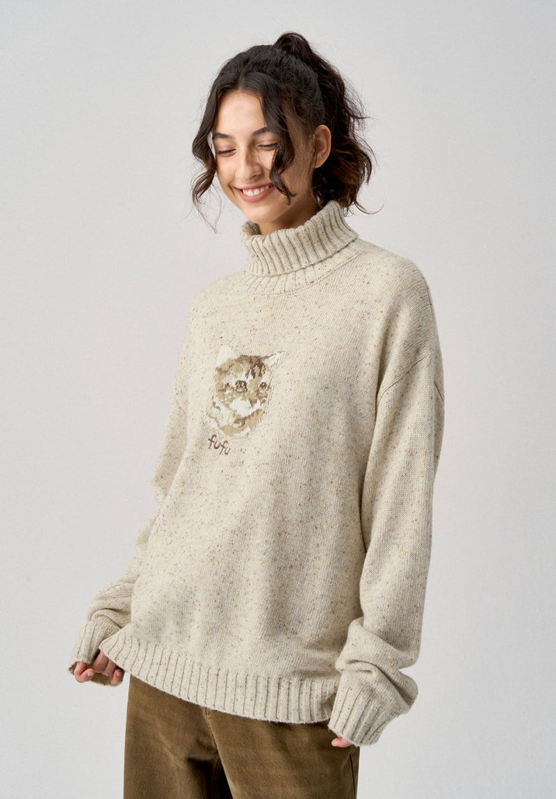 animal turtleneck knit sweater N4768 - NNine